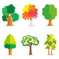 Vector Icons Of Various Types Of Trees In Summer