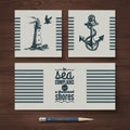 Vector identity set of travel banners. Sea nautical design templates and hand drawn sketch illustrations