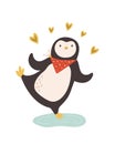 Vector iilustration of lovely penguin. Funny animal character design