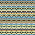 Vector ikat wave feather oriental retro bright colours seamless pattern