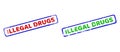 ILLEGAL DRUGS Bicolor Rough Rectangular Stamps with Corroded Textures Royalty Free Stock Photo