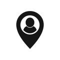 Vector illstration of person location icon. Flat design. Isolated.