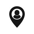 Vector illstration of person location icon. Flat design. Isolated.