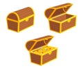 Vector illstration of treasure chest set. Flat design. Isolated.