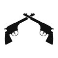 Vector illstration of two crossed revolvers icon. Flat design. Isolated. Royalty Free Stock Photo