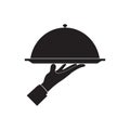 Vector illstration of waiter hand icon. Flat design. Isolated.