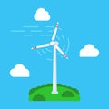 Vector illstration of windmill. Flat design. Isolated. Royalty Free Stock Photo