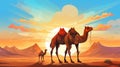 vector illsutration of Two camels sitting