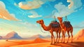 vector illsutration of Two camels sitting