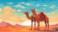 vector illsutration of Two camels sitting