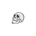 Vector illuatration human skull. Badge on white background.