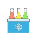 Vector illustartion of drinks in a small refrigerator.