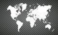 Vector illustartion of white colored world map on transparent background Royalty Free Stock Photo
