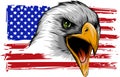 Vector illustation American eagle against USA flag and white background.