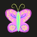 Vector illustrastion of bright butterfly on a black background Royalty Free Stock Photo