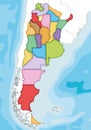 Vector illustrated blank map of Argentina with provinces or federated states and administrative divisions Royalty Free Stock Photo