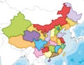 Vector illustrated blank map of China with provinces, regions and administrative divisions, and neighbouring countries. Royalty Free Stock Photo