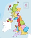 Vector illustrated blank map of UK with administrative divisions, and neighbouring countries. Editable and clearly labeled layers Royalty Free Stock Photo