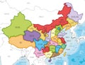 Vector illustrated map of China with provinces, regions and administrative divisions, and neighbouring countries. Royalty Free Stock Photo