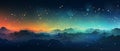 Vectorized colorful nighttime nature landscape and attractive view of mountains and sky filled with data galaxy. AI generated.