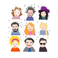 Vector illustrated people faces. Royalty Free Stock Photo