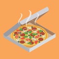 Vector illustrated Pizza in open box