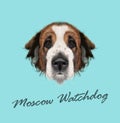 Vector illustrated Portrait of Moscow Watchdog dog Royalty Free Stock Photo