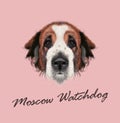 Vector illustrated Portrait of Moscow Watchdog dog