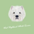 Vector Illustrated Portrait of West Highland White Terrier.