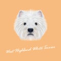 Vector Illustrated Portrait of West Highland White Terrier.