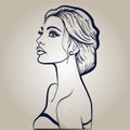 Vector illustraten portrait of a woman bride