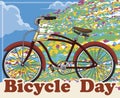 Bike Trip and Colorful Transformation to Commemorate Bicycle Day Event, Vector Illustration