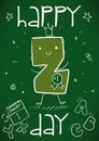 Chalkboard with Cute Doodle Drawing to Celebrate Z Day, Vector Illustration