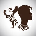 Vector illustration of abstract Beautiful Indian woman silhouette in profile with tail and necklace Royalty Free Stock Photo