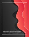 Abstract bloody red sea with black sand. Modern template design with text and abstraction