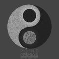 Vector illustration of abstract dotted symbol Yin Yang. Sacred geometry sign made in stippling technique. Royalty Free Stock Photo