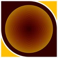 Vector illustration abstract geometric symbol with concentric circles on a brown background with yellow triangles and white stroke Royalty Free Stock Photo