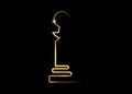 Vector illustration abstract golden statuette logo icon, black background