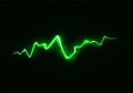 Vector Illustration of Abstract Green Lightning on Black Background. Power Energy Charge Thunder Shock Royalty Free Stock Photo