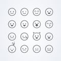 Vector illustration abstract isolated funny cute flat style emoji emoticon icon set with different moods Royalty Free Stock Photo