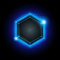 Vector illustration abstract modern metal cyber technology background with poly hexagon pattern and blue light Royalty Free Stock Photo