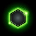 Vector illustration abstract modern metal cyber technology background with poly hexagon pattern and green light