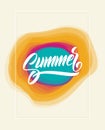 Vector illustration: Abstract poster design template with calligraphic hand lettering of Summer. Royalty Free Stock Photo