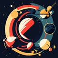 Vector illustration of an abstract space background with planets, stars and nebula Generative AI Royalty Free Stock Photo