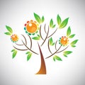 Vector illustration of abstract tree with colorful leaf and fruit