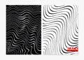 Vector illustration of abstract wavy black and white backgrounds. Monochrome design curly geometric shapes for banner.