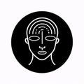 Black silhouette, tattoo of an abstract woman face in a circle on white isolated background. Vector Royalty Free Stock Photo