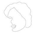 Vector illustration, abstract woman`s face in black and white colors, outline one line continuous painted drawing