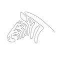 Vector illustration, abstract zebra`s head in black and white colors, outline one line continuous painted drawing