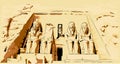 Vector illustration of Abu Simbel Egypt.Temple in rock